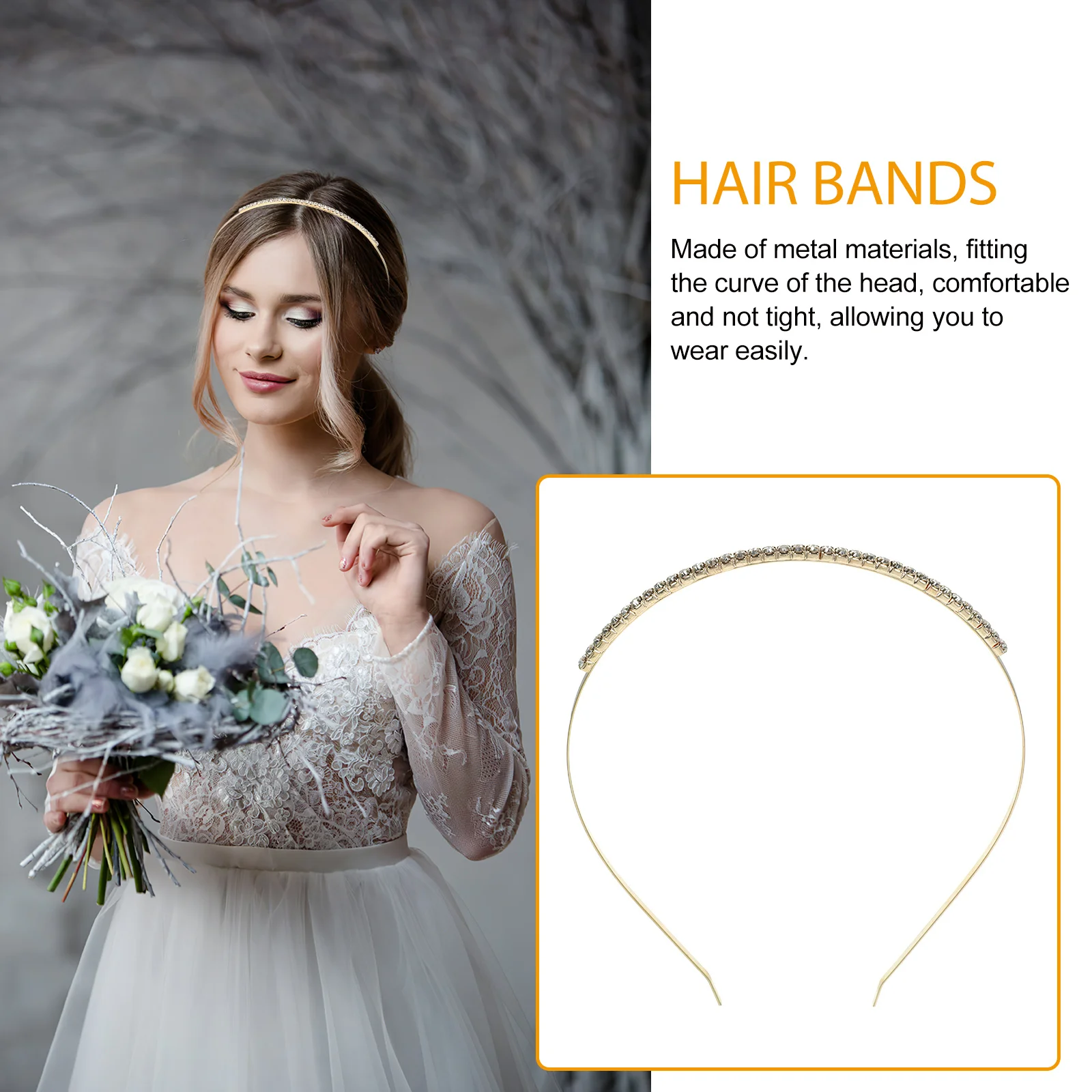 

Women Metal Rhinestone Headband Wedding Bridal Hair Band Hair Accessories for Girls Parties Events Bride Headband