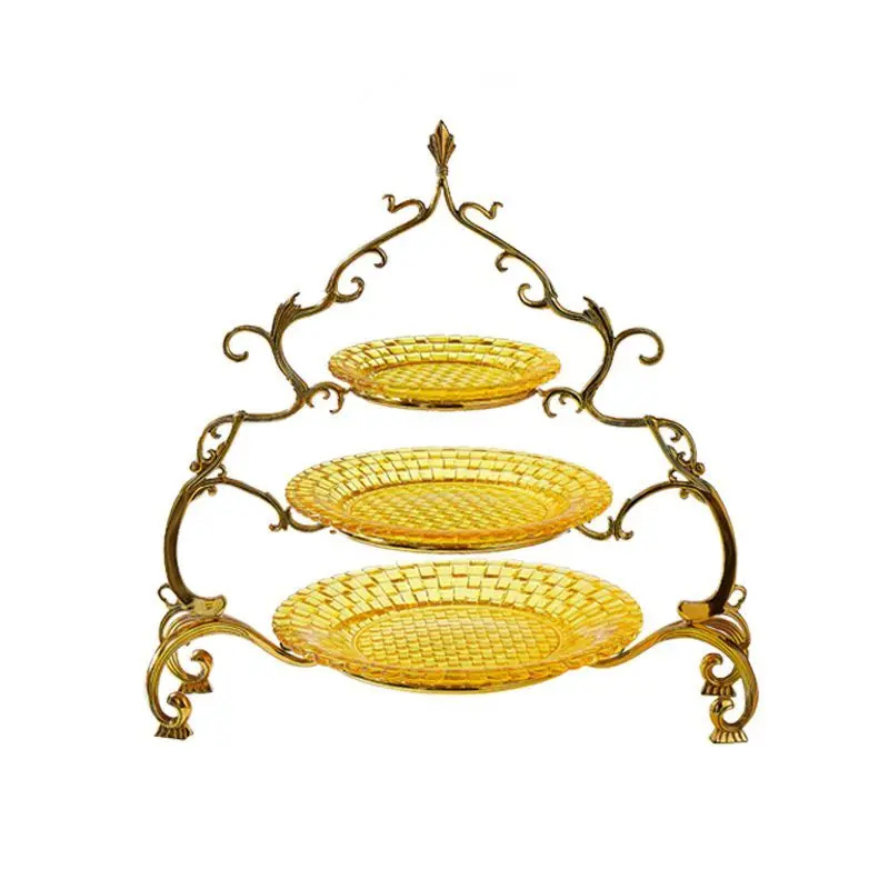 Glass fruit plate living room household coffee table high-end atmosphere light luxury cake rack