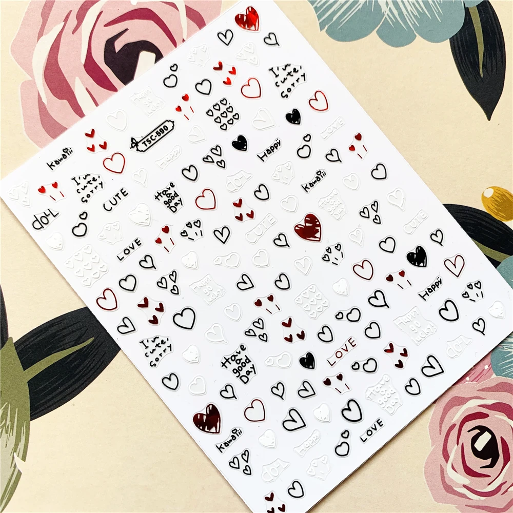 TSC-590 TSC-609 amor melocotón corazón DIY 3D pegamento trasero pegatina de uñas decoración de uñas adorno de uñas