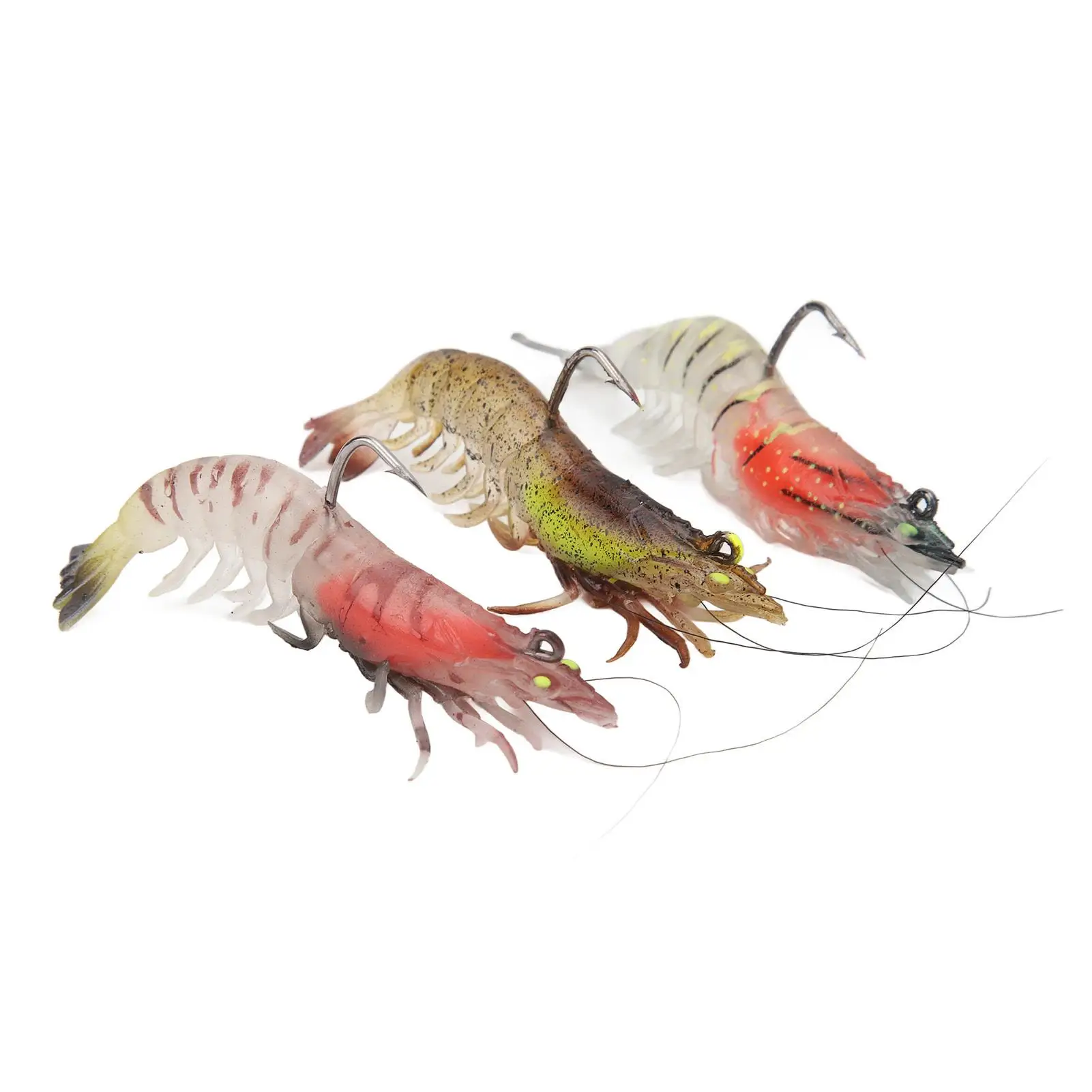 Luminous Soft Shrimp Bait with Sharp Hook - 9cm, 6 Colors for night Fishing