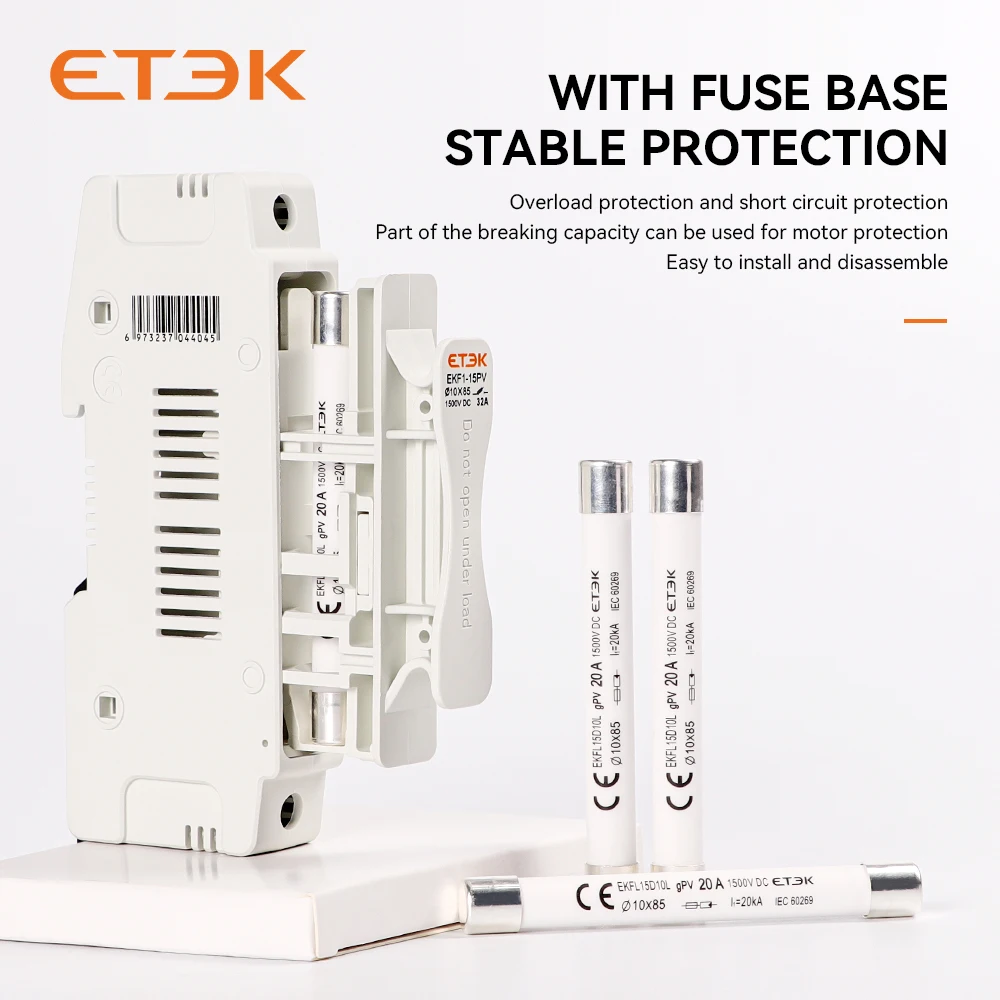 ETEK Solar DC 1500V PV Fuses 15A 20A 25A Ceramic GPV Fuse 10*85 10x85mm for Solar System Protection EKFL-15D