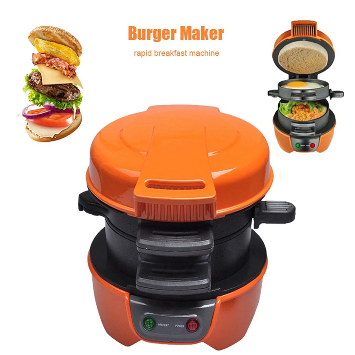 BFYLE-máquina para hacer hamburguesas multifuncional, color naranja, pan, desayuno casero, tostado, máquina eléctrica para hacer tortitas, enchufe europeo
