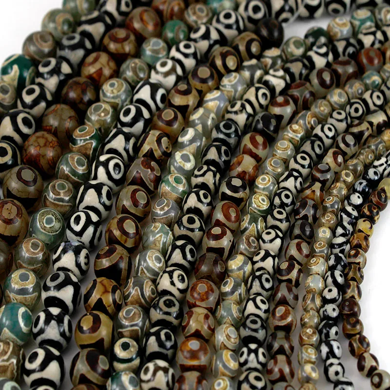 

5Pcs 6/8/10/12mm Vintage Natural Tibetan Dzi Agate Stone Gem Beads Round Spacer Beads DIY Bracelet Jewelry Making Accessories