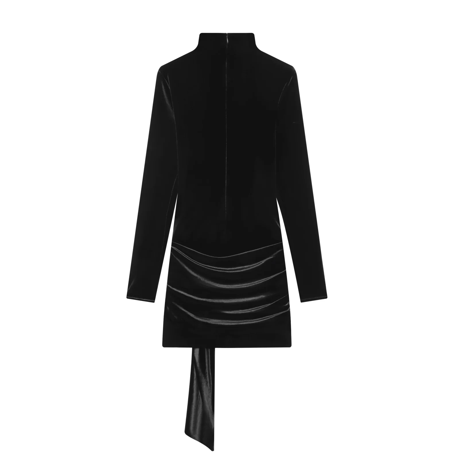 فستان نسائي موضة 2025 على الطراز الأوروبي والأمريكي للخريف بعقدة جديدة أنيق بنصف رقبة عالية تنورة قصيرة ضيقة من Vestidos Mujer