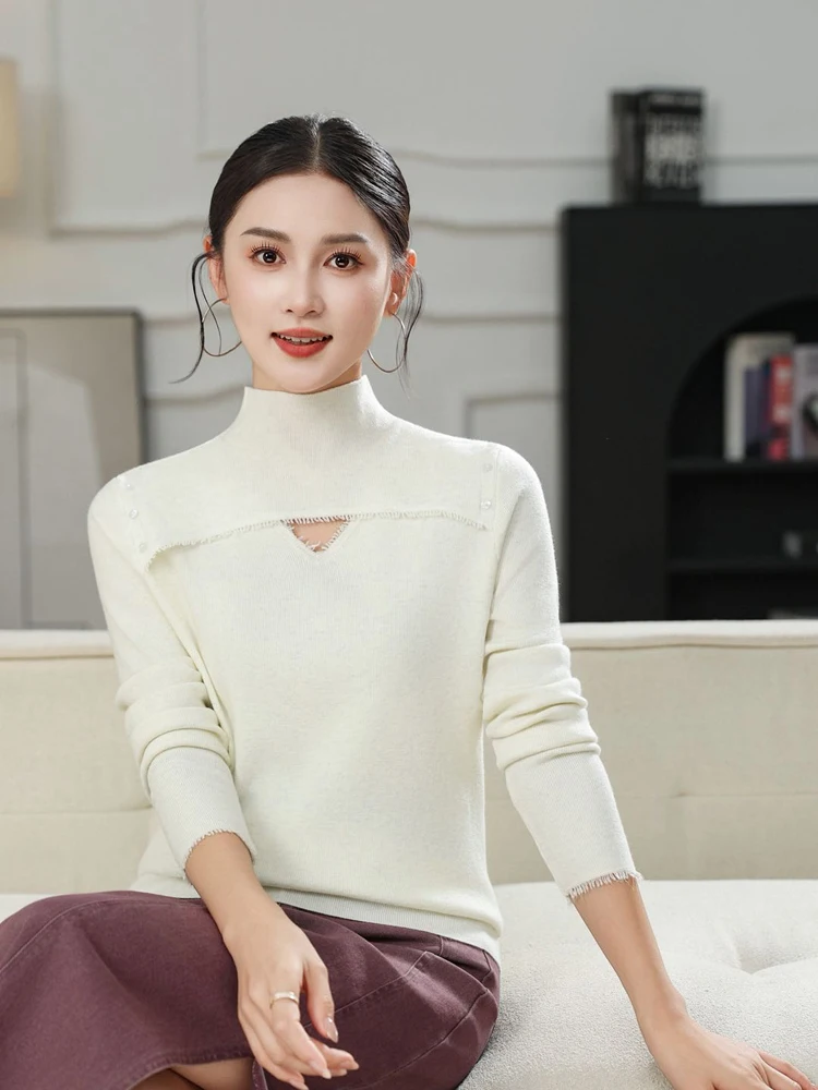 

Облегающий вязаный свитер Long Sve, женский осенне-зимний новый стильный базовый слой, мягкий круглый дизайн Ne Design