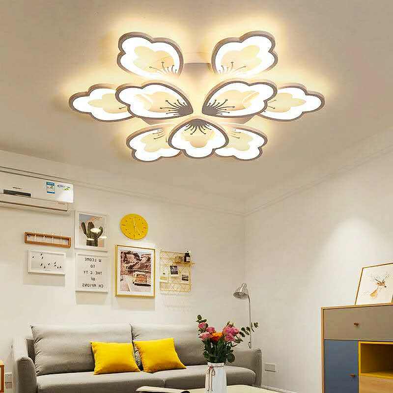 Imagem -03 - Modern Petal Shape Led Ceiling Light Teto Chandelier For Living Room Quarto Home Lamp Remote Dimable