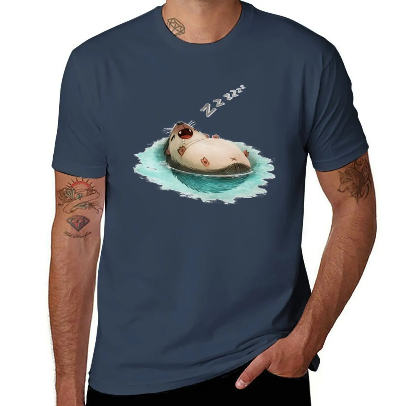 

Sleeping Hedgehog T-Shirt vintage graphic tee anime clothes anime shirts men