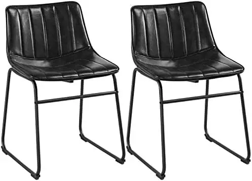 Juego de 2 taburetes de cuero PU de 30 pulgadas, sillas altas sin brazos, taburete de Pub con patas de Metal y asiento tapizado para interiores y exteriores, Br