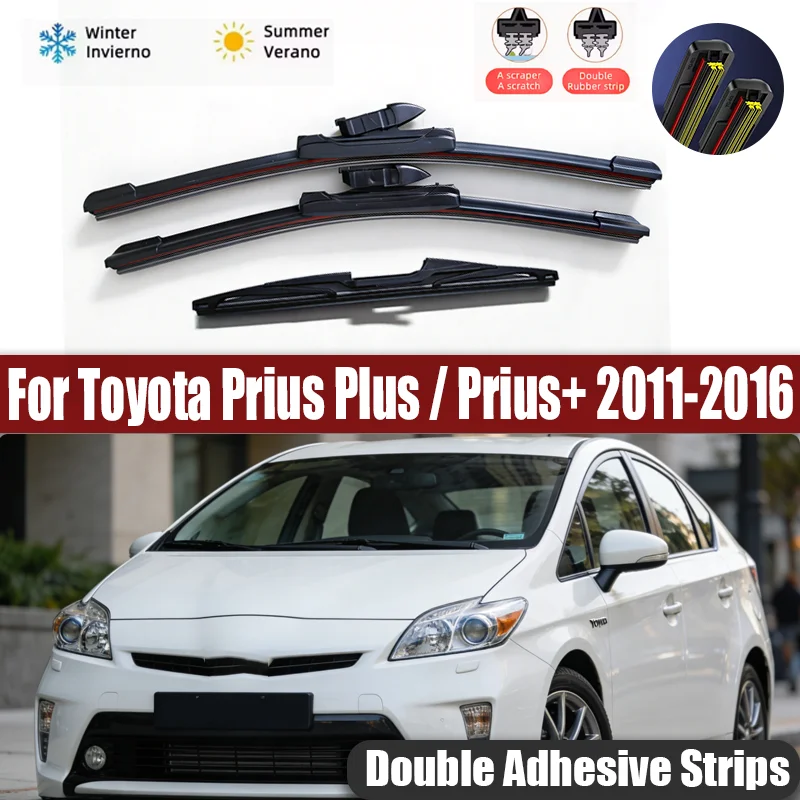 For Toyota Prius Plus / Prius+ 2011-2016 2012 2013 Wiper Front&Rear Wiper Blades Windshield Windscreen Window Brushes 26"16"11"