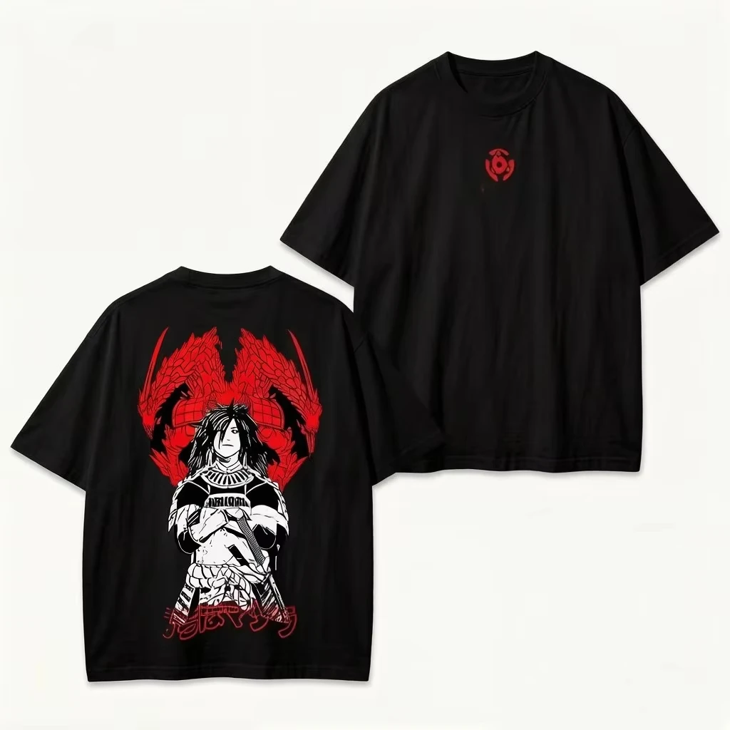 Summer Anime Naruto T-shirt Madara Uchiha with Susanoo & Sharingan Dual-Sided Men Women and Kids Print Casual Streetwear Tee