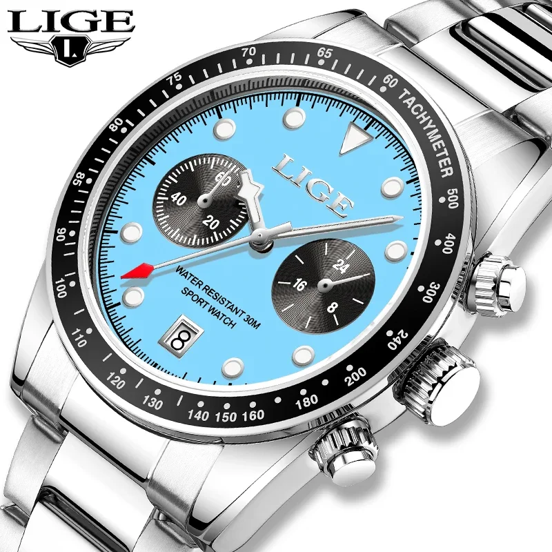 

LIGE Top Brand Luxury Quartz Men's Watches Fashion Business Casual Luminous Waterproof Man Watch Calendar Clock Reloj Hombre+Box