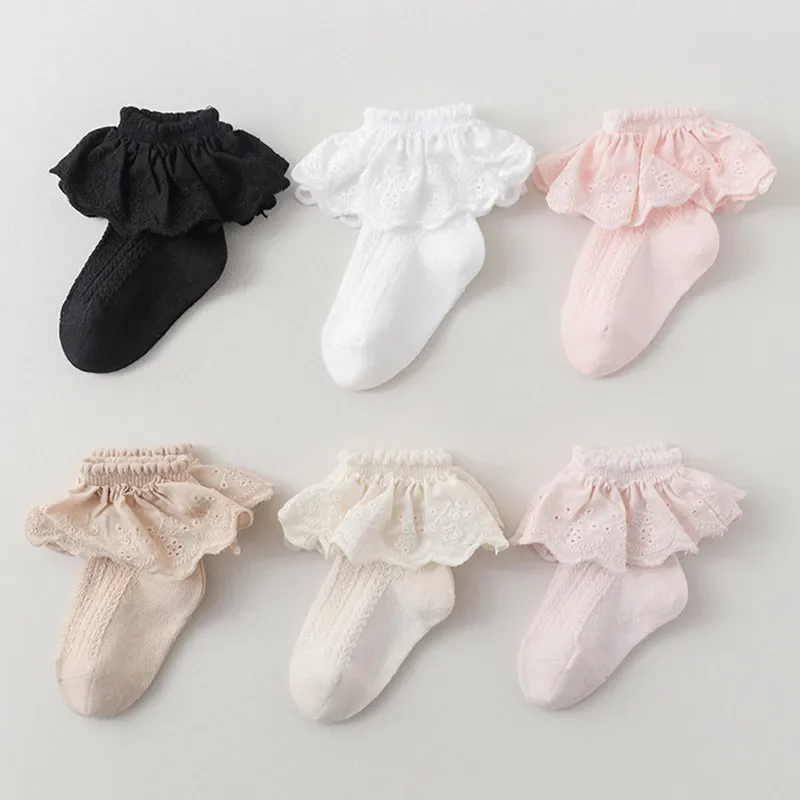 Toddler Girls Socks Children's  Lace Ruffles Dressy  Princess Socks