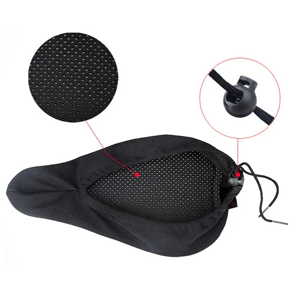 

3D Memory Bike Saddle Seat Cover Black 29x17cm Ergonomic Soft Cushion Shock Absorbing for Mountain Road Folding Bikes
