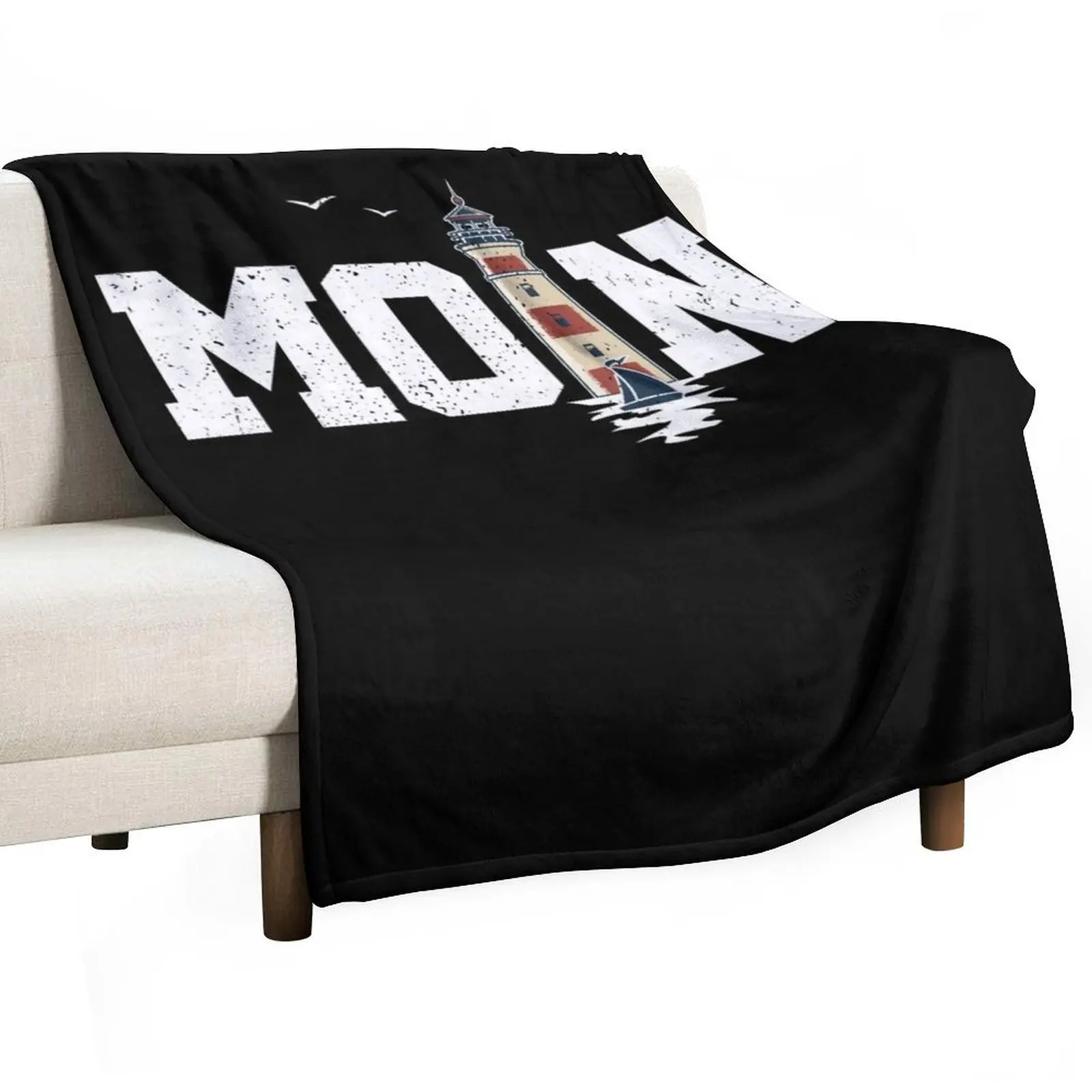 

Hello North Sea lighthouse & seagulls North Germany sea beach Throw Blanket Heavy Bed linens Furrys Blankets