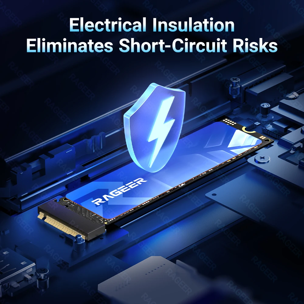 RAGEER M.2 2280 SSD  Graphene+Copper+Thermal Pad Triple-Layer 0.5mm High-Conductivity Cooler for Laptops/PCs/PS5, 2PC/5PC