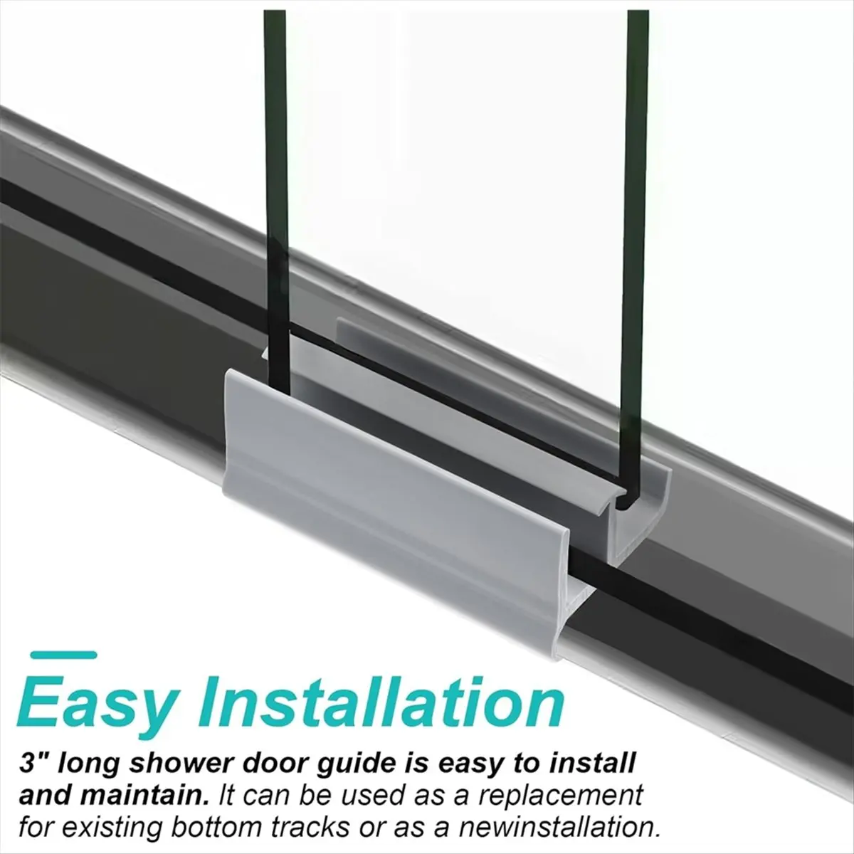 DTDT hot-Sliding Shower Door Bottom Guide - 1-3/8Inch Wide X 3Inch Long, Easy to Install for Glass Shower Doors (2 Pack)
