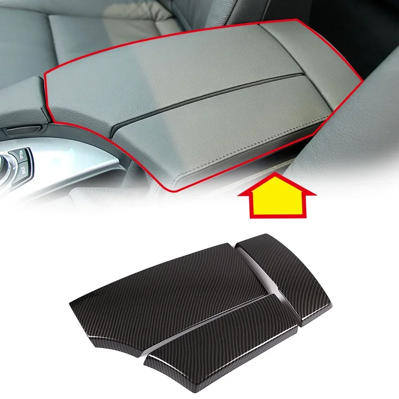 

For BMW 5 Series E60 E61 2004-2010 ABS Carbon Fiber Car Armrest Box Stowing Tidying Cover Trim Stickers Car Accessories