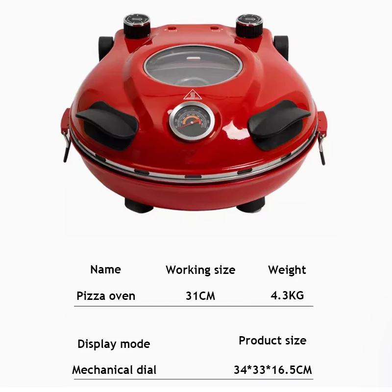 Pizza Oven Commercial Household Dual Electric Heating Portable 12\