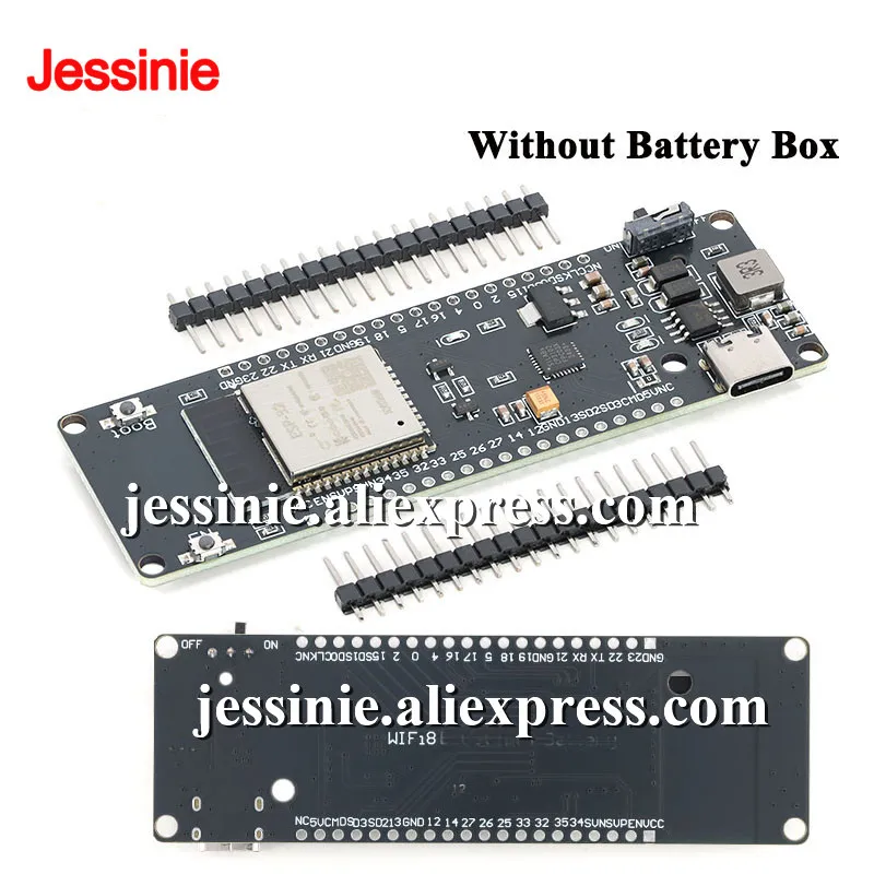 ESP32 Development Board with WiFi Ble Bluetooth-Compat 18650 Battery Holder Learning Evaluation Industrial Control Board ESP-32