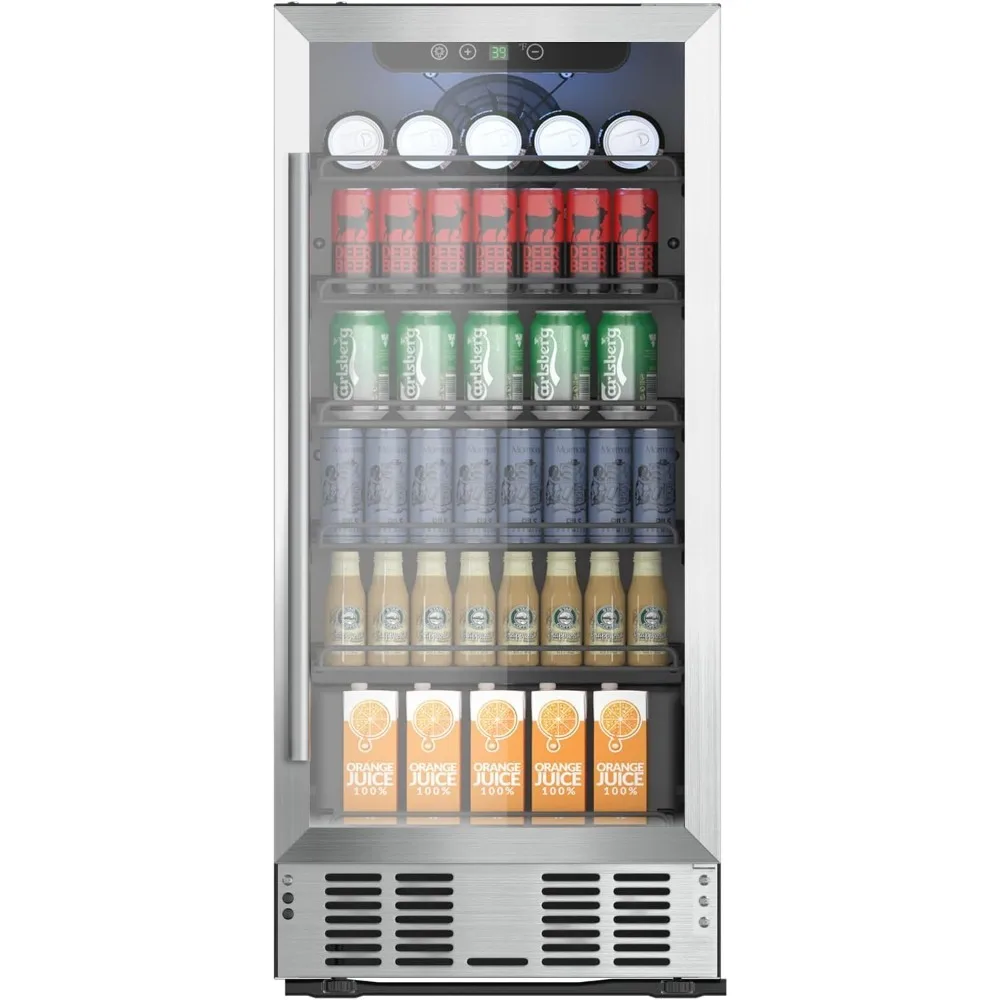 

Compact Beverage Refrigerator Cooler,135 Can/3.5 Cubic Feet Mini Fridge with Glass Front Door with Adjustable Digital Display