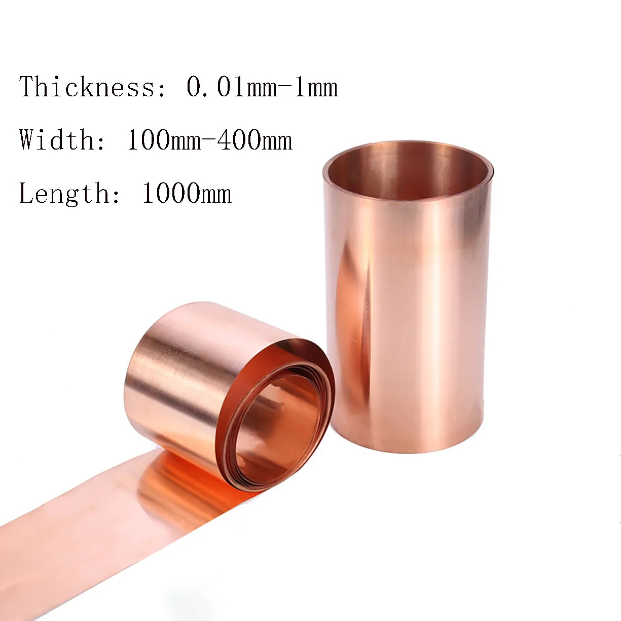 1 Meter Length Copper Sheet Plate Skin Thickness 0.01-1mm Width 100-400mm Ground Copper Belt Metal Sheets Foil Plates 99.9%