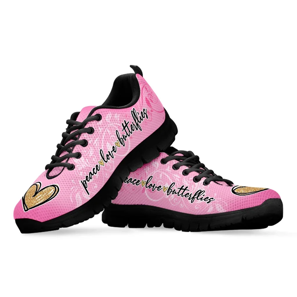 Eenvoudige Roze Love Print Design Mode Casual Schoenen Lichtgewicht Outdoor Sportschoenen Wandelschoenen Zapatos