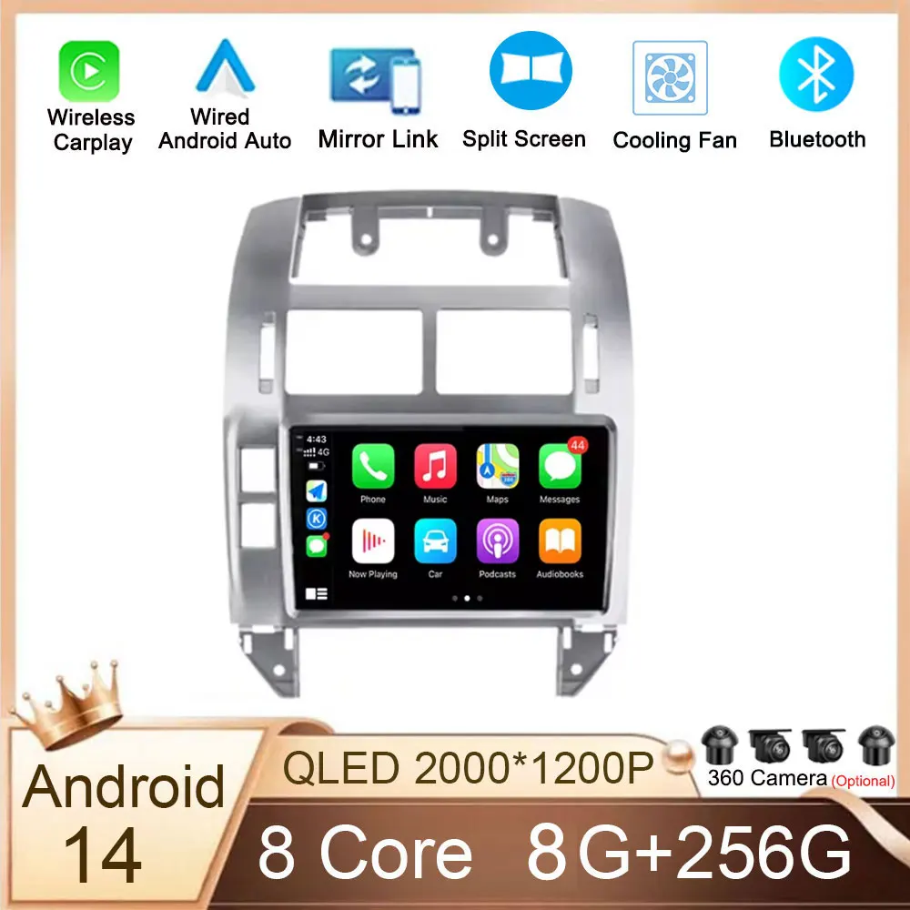 

QLED 2K Android 14 Car Radio Navigation GPS Multimedia Auto For Volkswagen Polo Mk4 IV 2001-2009 DSP Stereo 5G WiFi