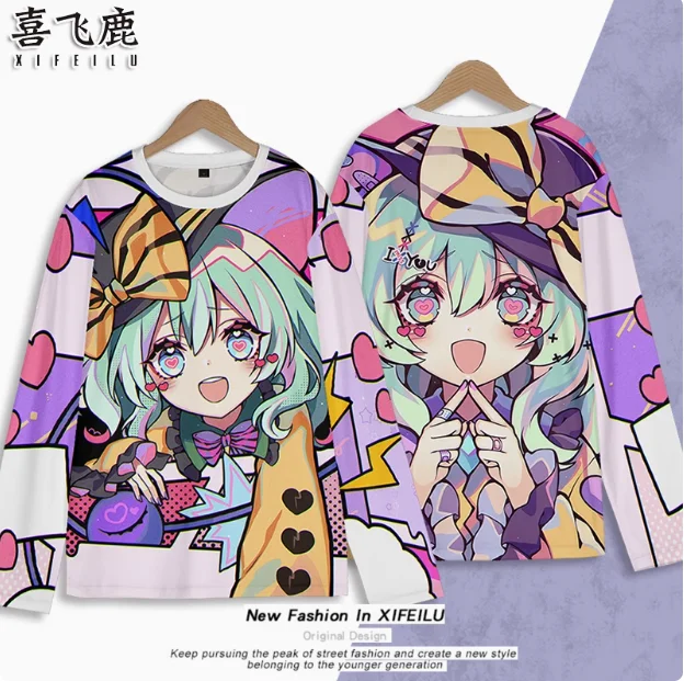 2024 Anime Touhou Project Komeiji Koishi Long Sleeve T-shirt Cosplay Costume Men Woman Casual Student Loose Tops