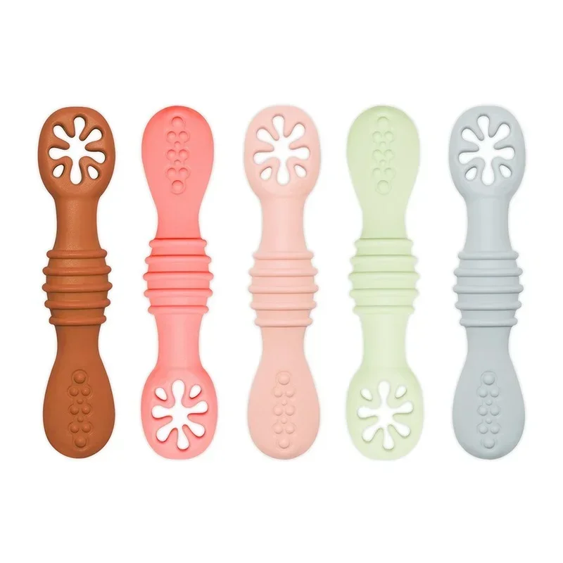 

New Baby Spoon Silicone Teether Toys Learning Feeding Scoop Training Utensils Newborn Tableware Infant Learning Spoons Teether