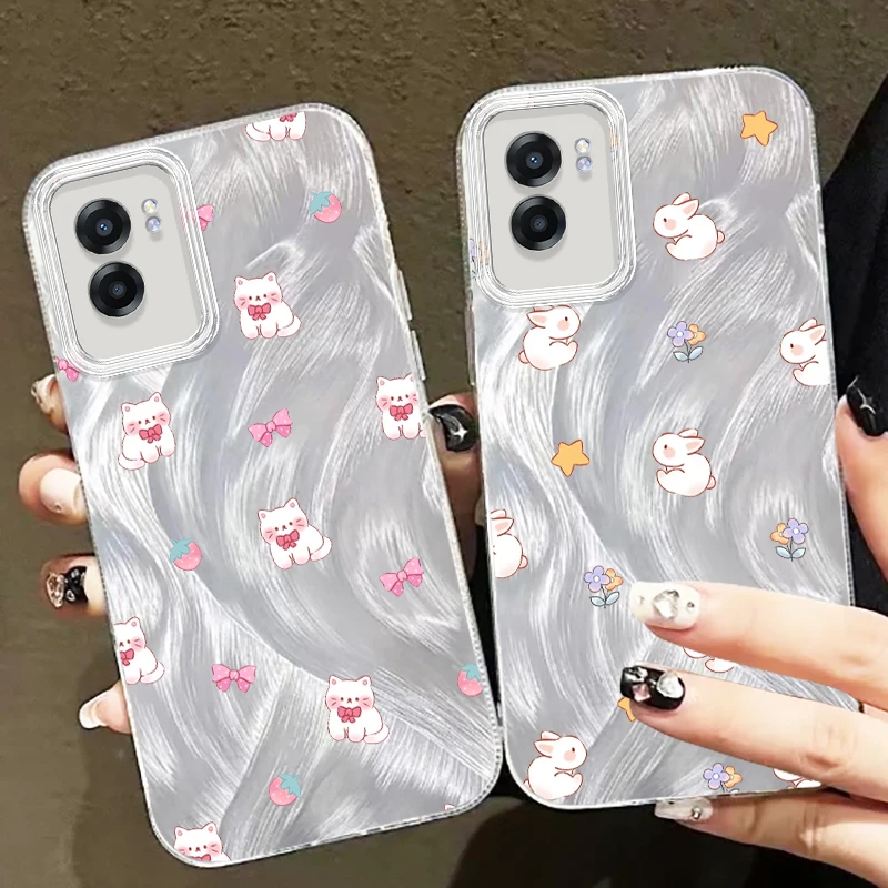 

Printed Cat Rabbit Girl Cute For OPPO A79 A78 A58 A38 A16 A60 A53 A92 A72 A52 A74 A55 A54 A94 5G Feather Yarn Back Phone Case