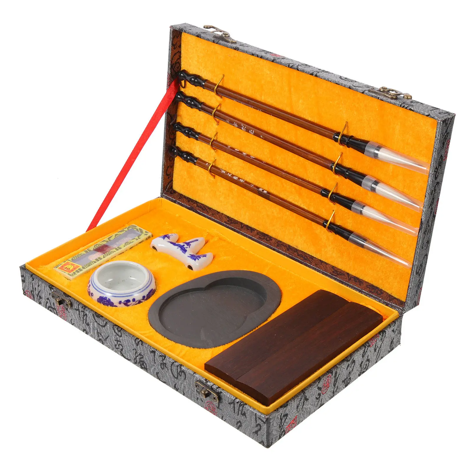 1Set Practicing Writing Brush Kit Featuring Ink Stone Ink Stick Portable Lightweight Design for Student Calligraphy Painting