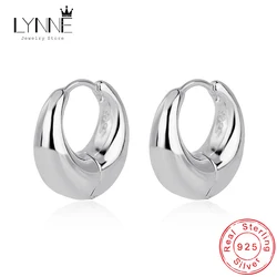New Punk Rock Ethnic Style 925 Sterling Silver Simple Hoop Earrings Women&Men Jewelry Unisexual Shine Golden Hook Ear Circle
