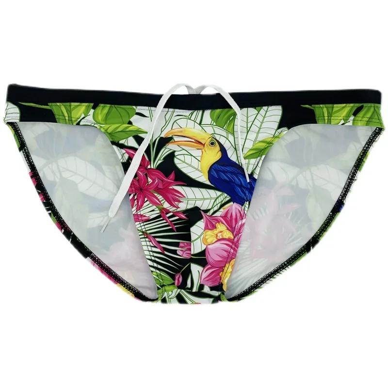 Sexy Flower Bird Bikini Swimwear Men Swim Briefs Man Swimsuits Swimming Trunk Mens Beach Surfing Bathing Suit Shorts GreatAsia