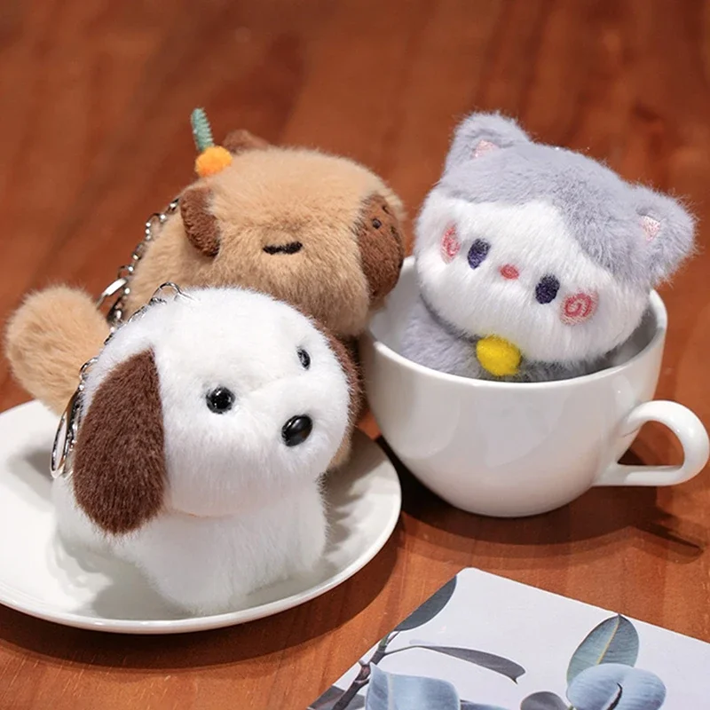 Capybara Plüschtier-Anhänger Capibara Plüsch-Schlüsselanhänger Kawaii Taschen-Schlüsselring Niedliche Hunde- und Katzenpuppen Auto-Dekoration Weihnachtsgeschenk – Detail 8