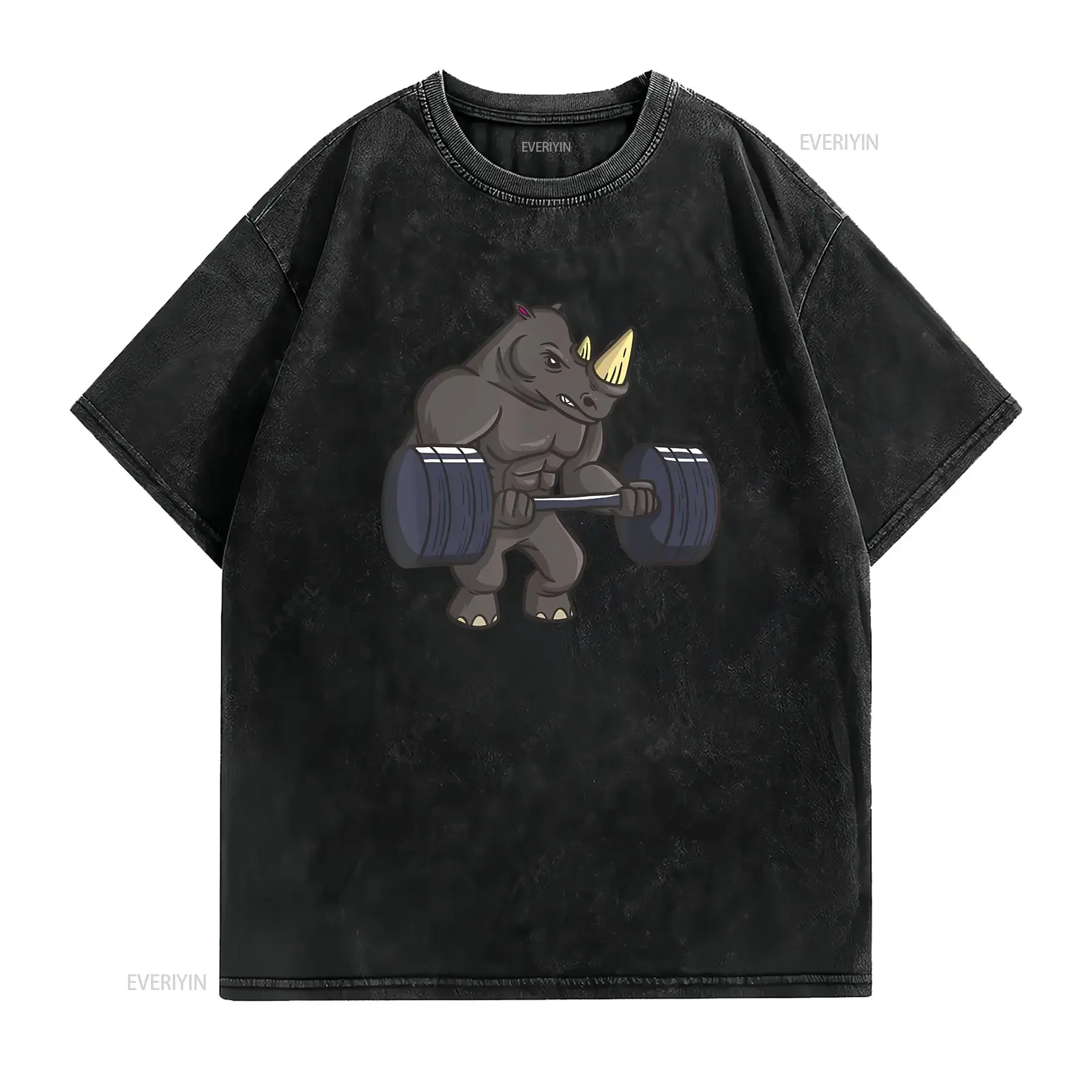 Rhinoceros Powerlifting Weightlifting Gym Rhino Lovers T Shirt  vintage Washed Soft Stylish Comfortable homme