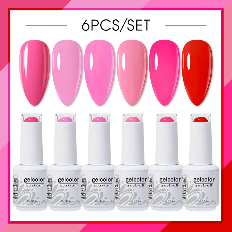 Arte Clavo Gel Nagellack Set 6PCS Mix Farbe Nagel Kit Für Maniküre Nagellack Vernis Semi Permanent UV Lampe gellak Nagel Kit