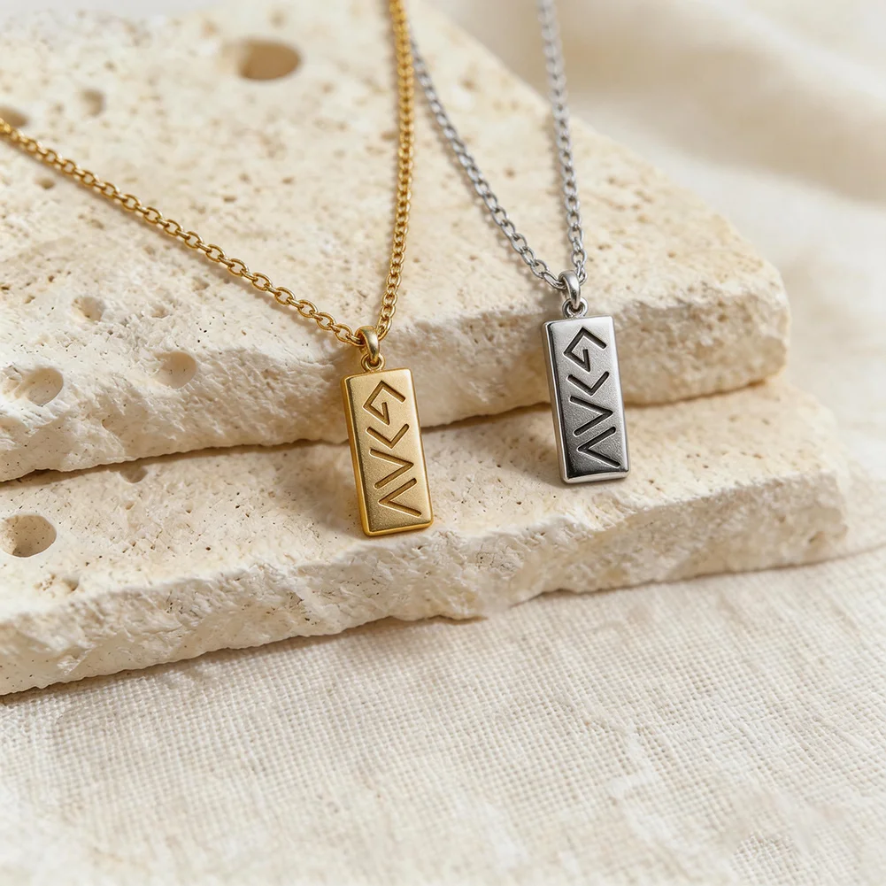 God Is Greater Than Highs and Lows Necklace Gold 18K Plated Stainless Steel Pendant Inspirational Jewelry Gift for Daily Wear