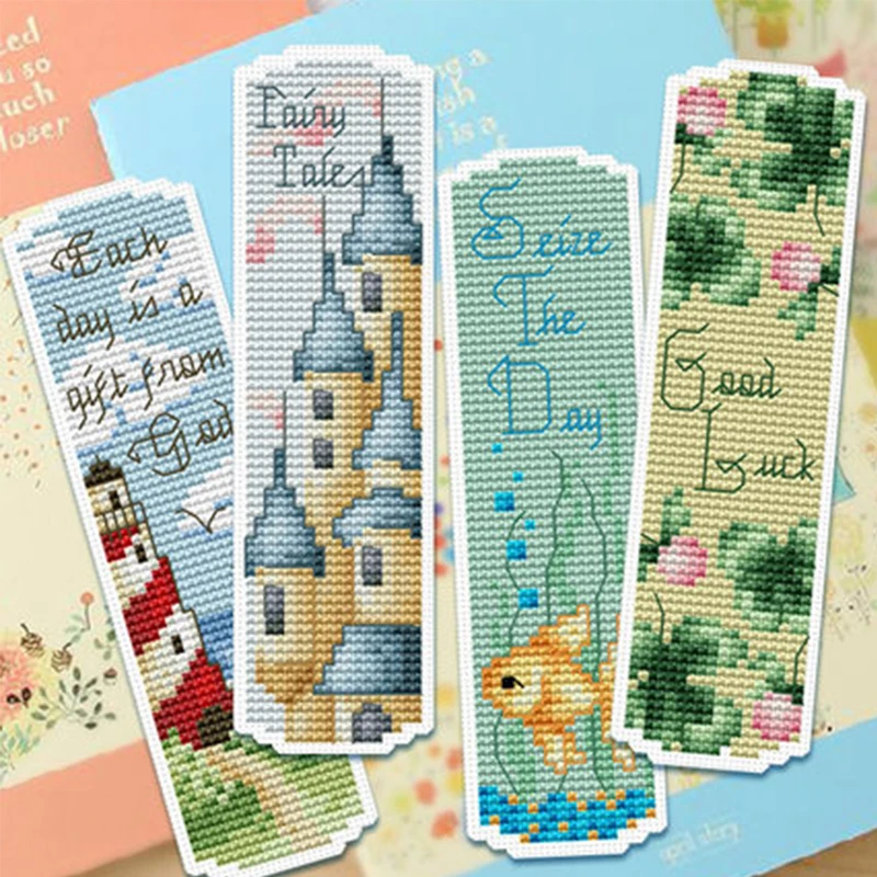 BK055DIY Craft Cross Stitch Bookmark Christmas Plastic Fabric Needlework Embroidery Crafts Counted New  Gifts Kit Holiday