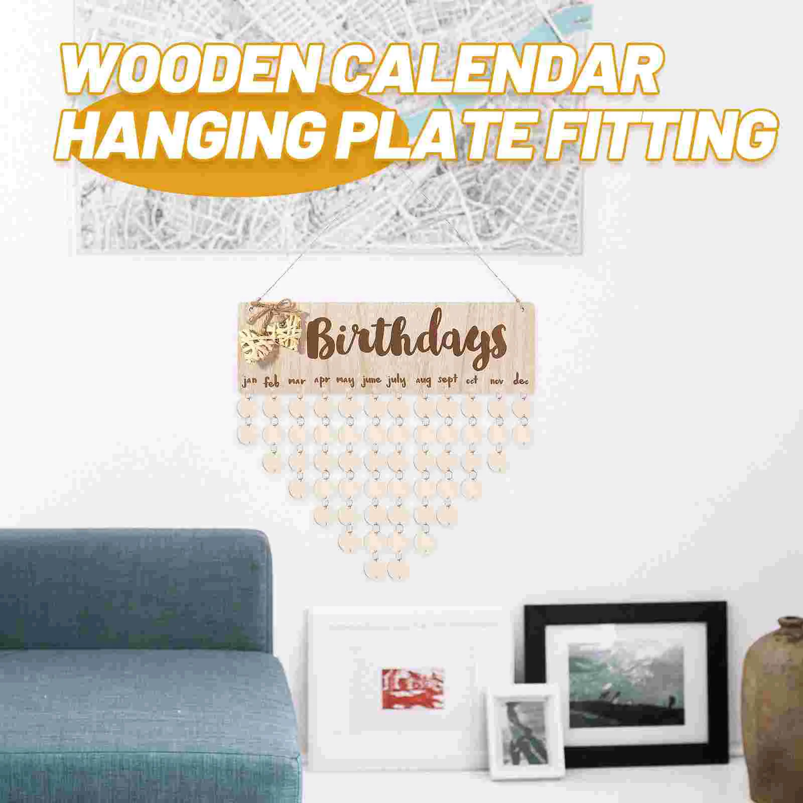 50PC DIY Calendar Reminder Record Round Wood Piece Plaque Home Decoration Pendant Creative Teaching Supplies