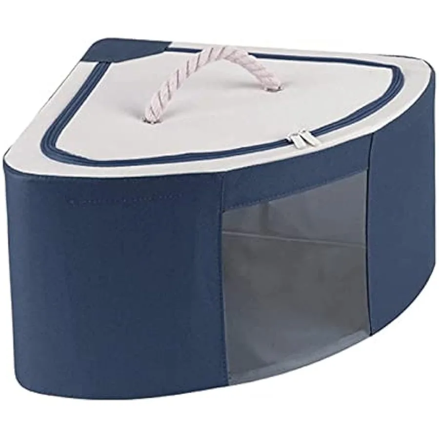 Foldable Storage Bins Cubes Boxes with Lid Triangle Corner Collapsible Fabric Storage Box Navy