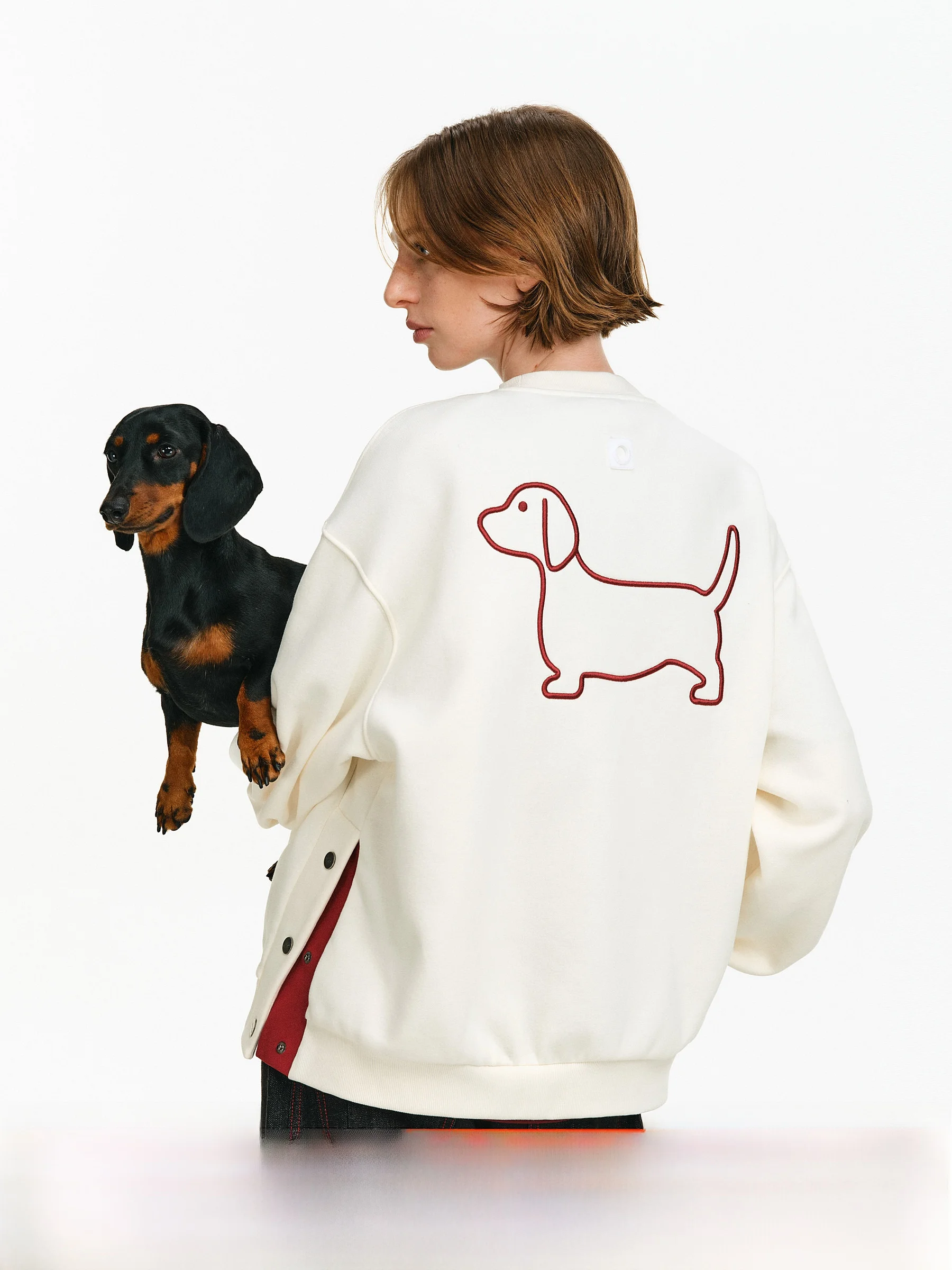 

PCLP Color Blo Dog круглый Ne свитшот Свободный длинный све ex Хлопок Молодежная мода Осень Зима Удобный дышащий