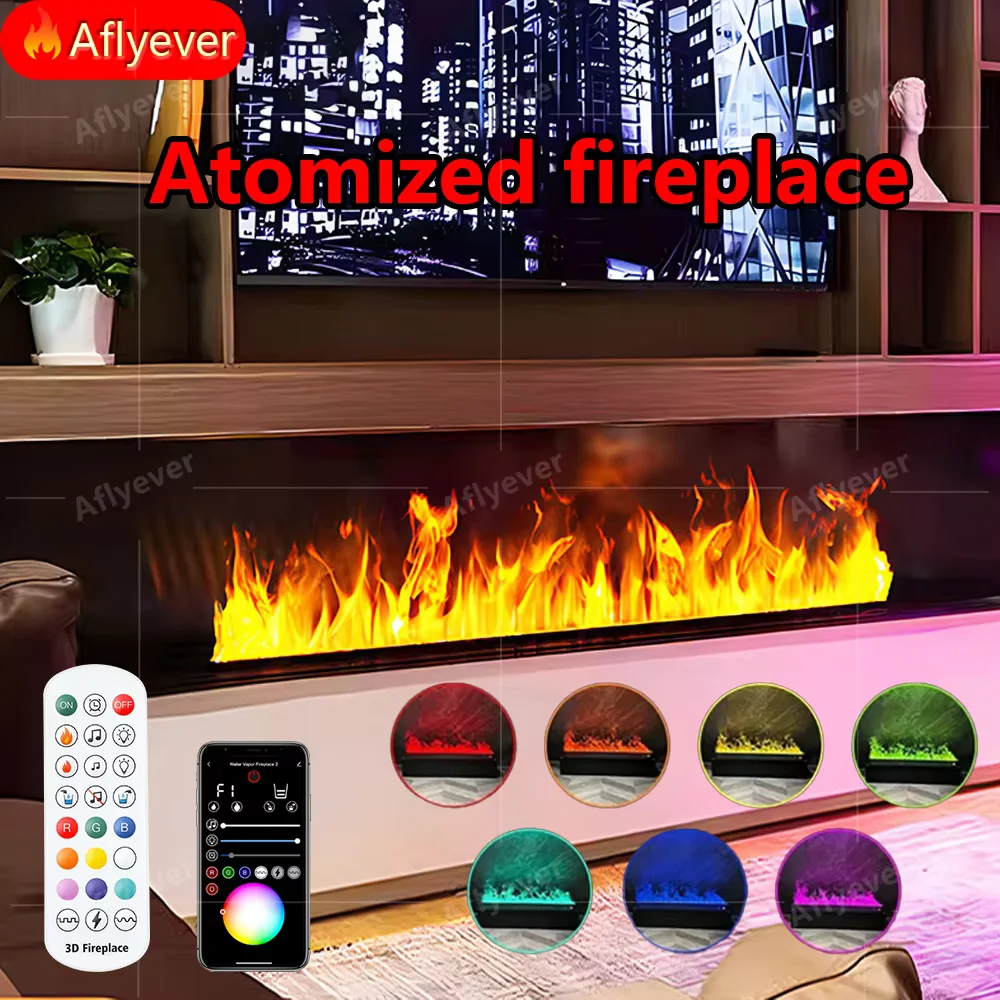 3D intelligent atomization fireplace, home decoration wall mounted stove, electronic steam humidifier simulation flame embedded