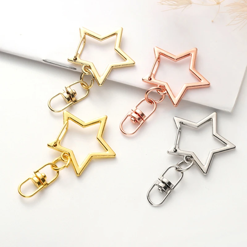 10pcs Multifunction Solid Color Metal Buckles Star Shape Swivel Hooks Clips DIY For Bag Keychain Handmade Accessories