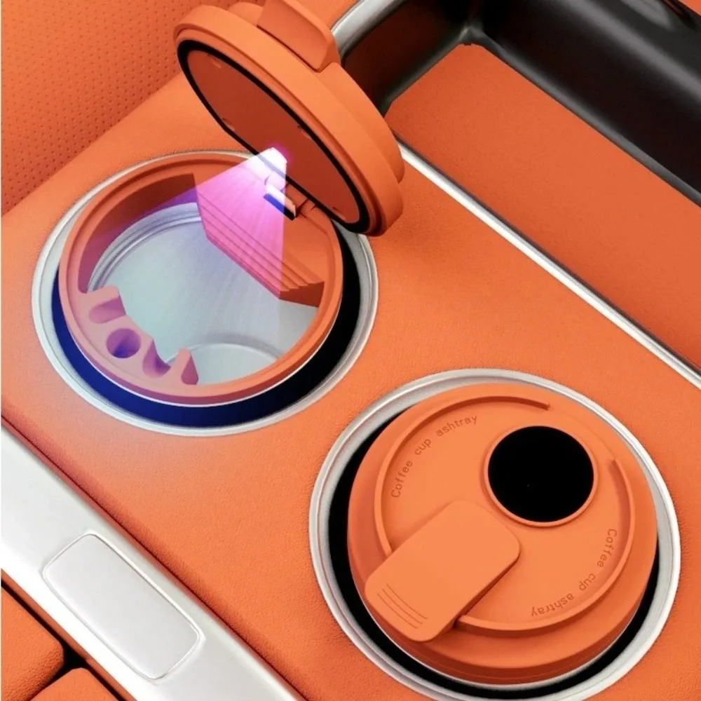 New Coffee Cup Style Car Ashtray 7 Color LED Light with Lid Garbage Storage Cup Metal Lining ABS Shell Car Ash Holder Car