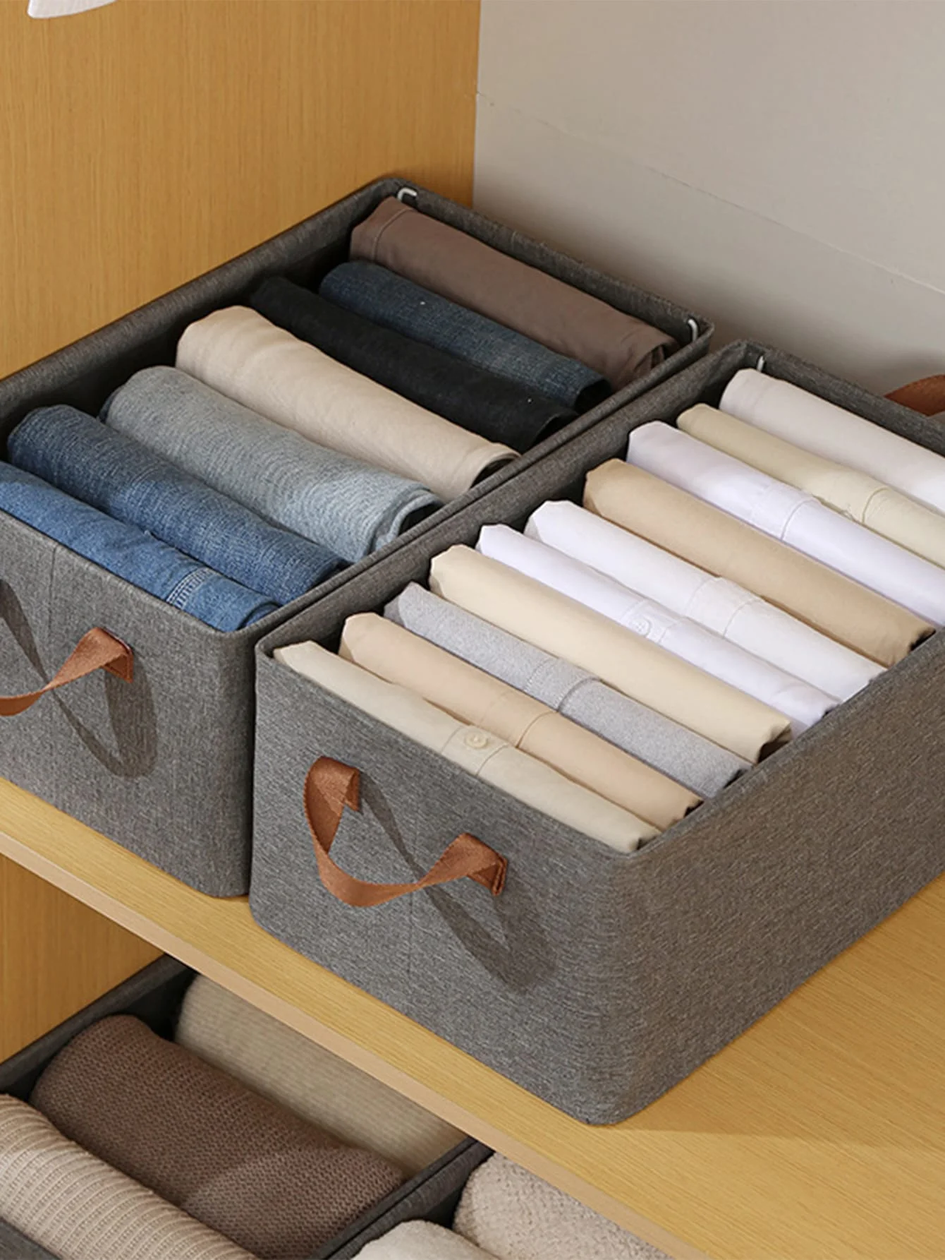 1/2pcs, fabric storage box Cotton and linen clothes storage box Foldable steel frame portable clothes storage basket storage bag