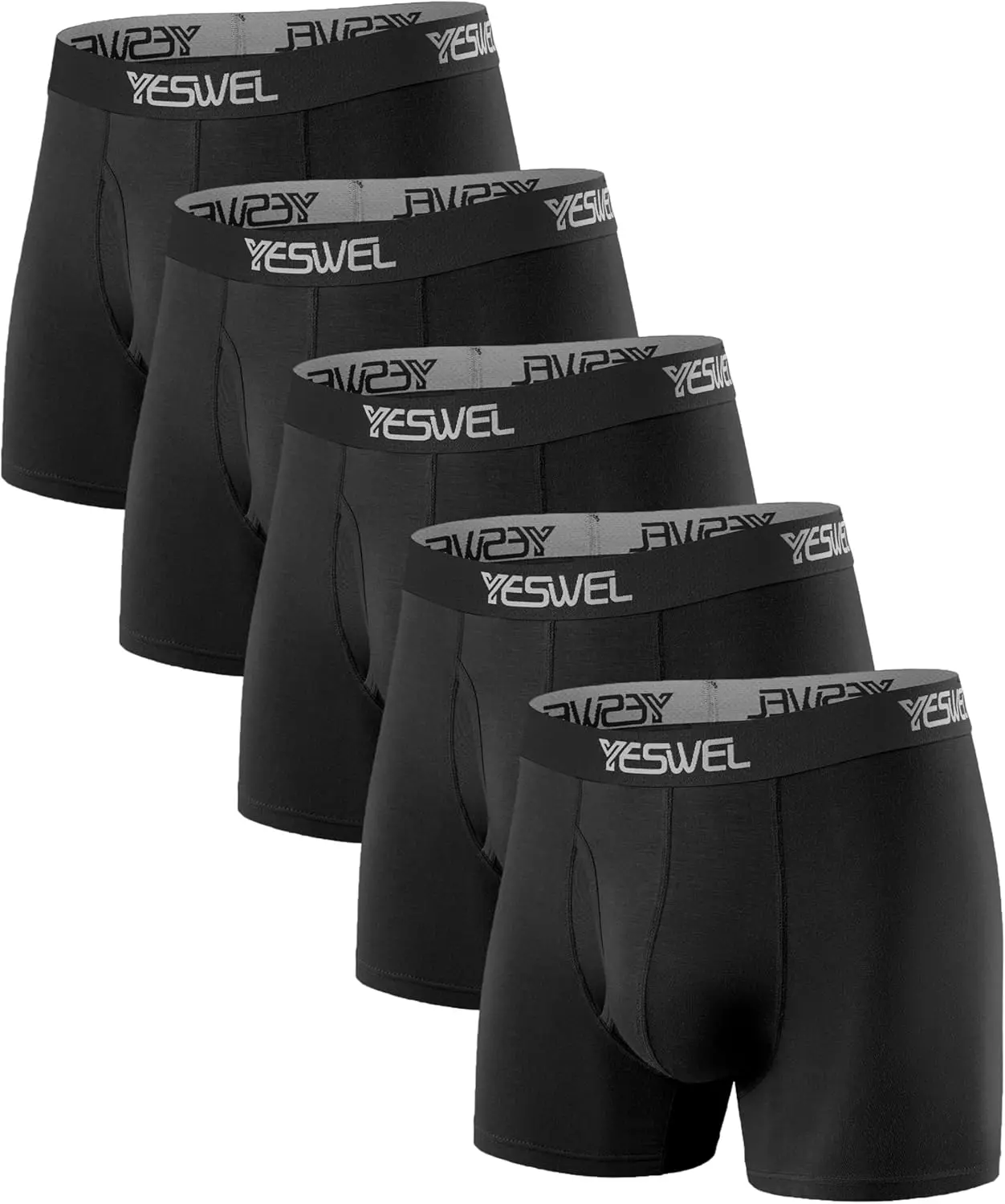 

Modal Underwear Men 5 Pack Breathable Boxer Briefs with Open Fly, Moisture Wicking Boxers Trunks Multipack