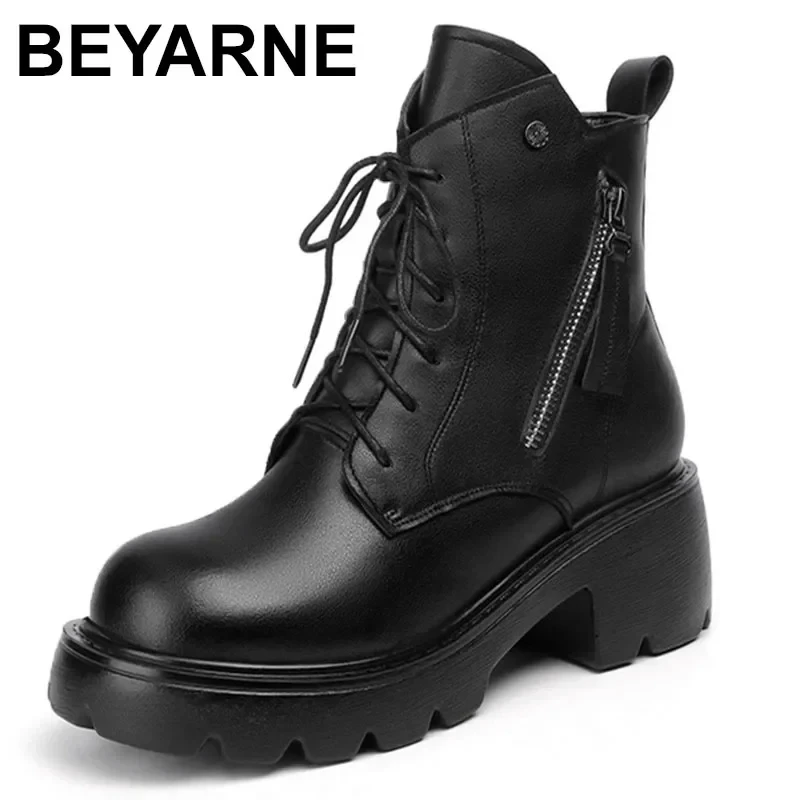 

2025 ботинки, женские зимние новые теплые шерстяные ботинки Marton из натуральной кожи, женские модные ботильоны на высоком каблуке