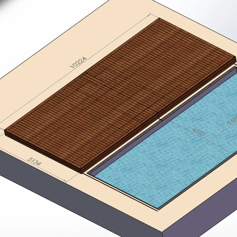 Sliding decking automatic pool cover with remote control wooden material