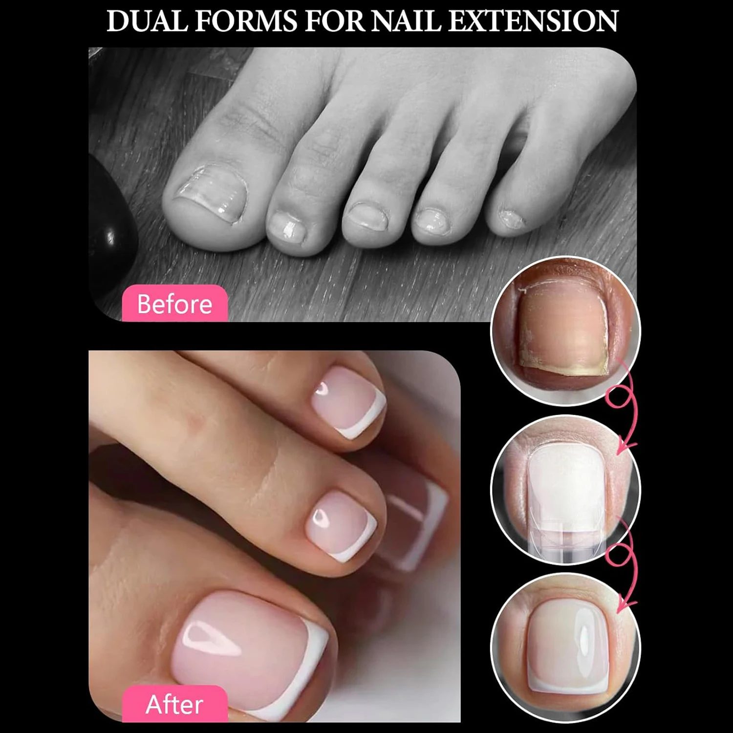 مجموعة أظافر بولي جل، لوحة أظافر مزدوجة الشكل لأظافر القدم قابلة لإعادة الاستخدام من إيبانكو، أطراف جل بولي مع فرشاة مزدوجة الأطراف وملف أظافر، 5 قطع - 12 مقاسات 120 قطعة #3
