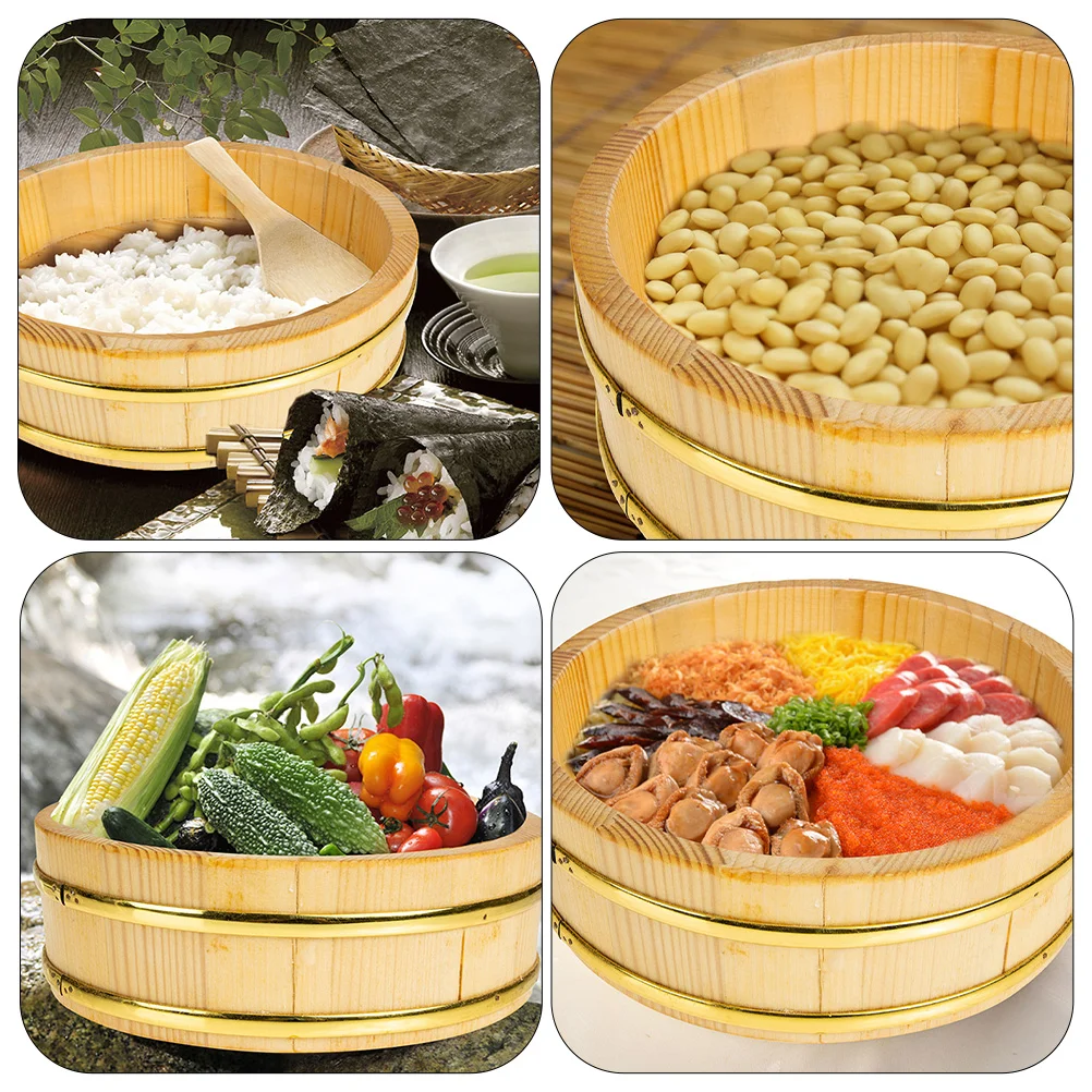 Sushi Bucket Bowl Japanese Rice Cooker Mixing Tub Extra Large Tray Food Trays Style Cooking Wood Barrel